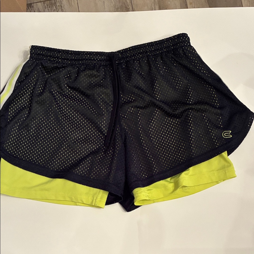 Women's Black and‎ Yellow Athletic Shorts